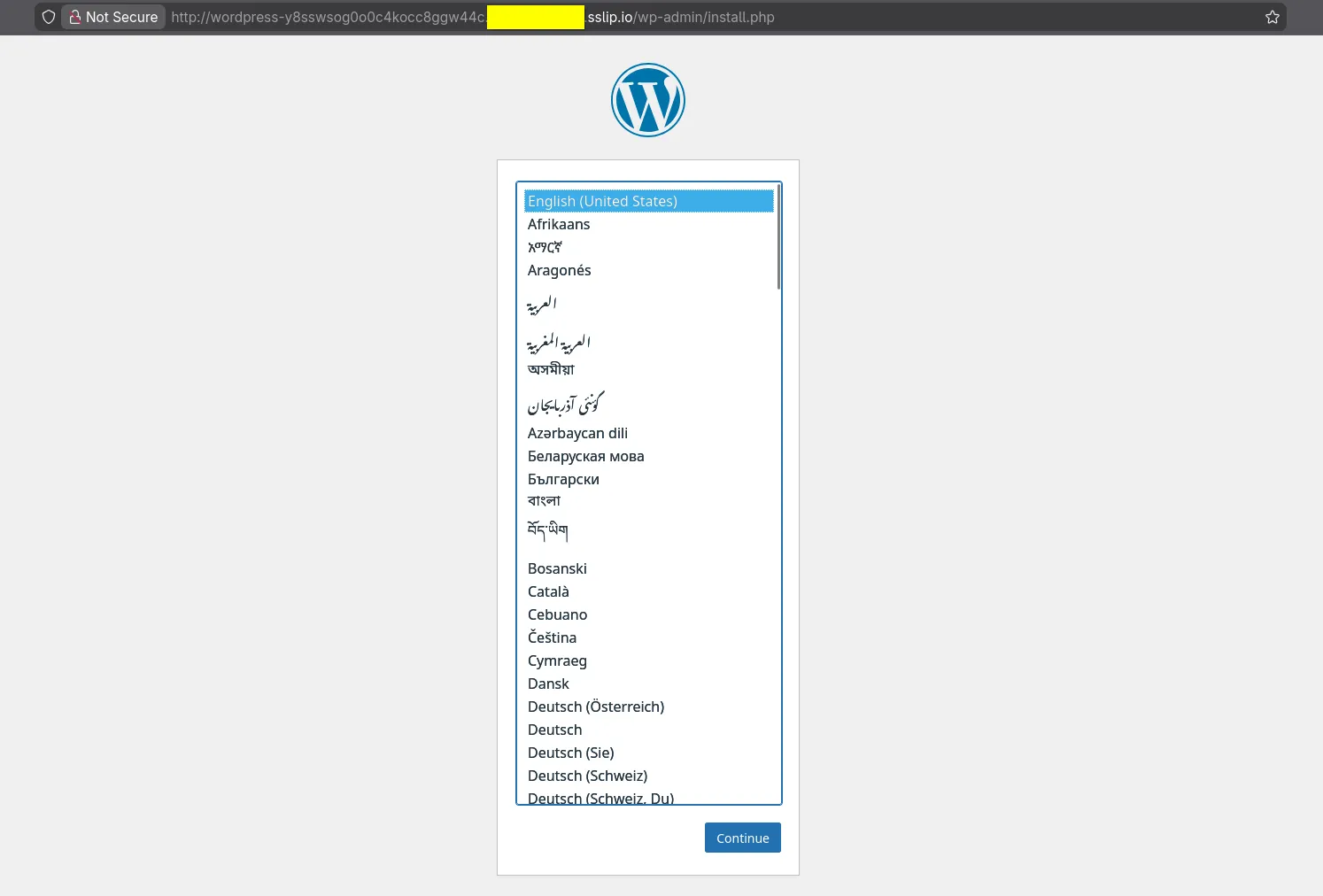 setting up wordpress for the first time