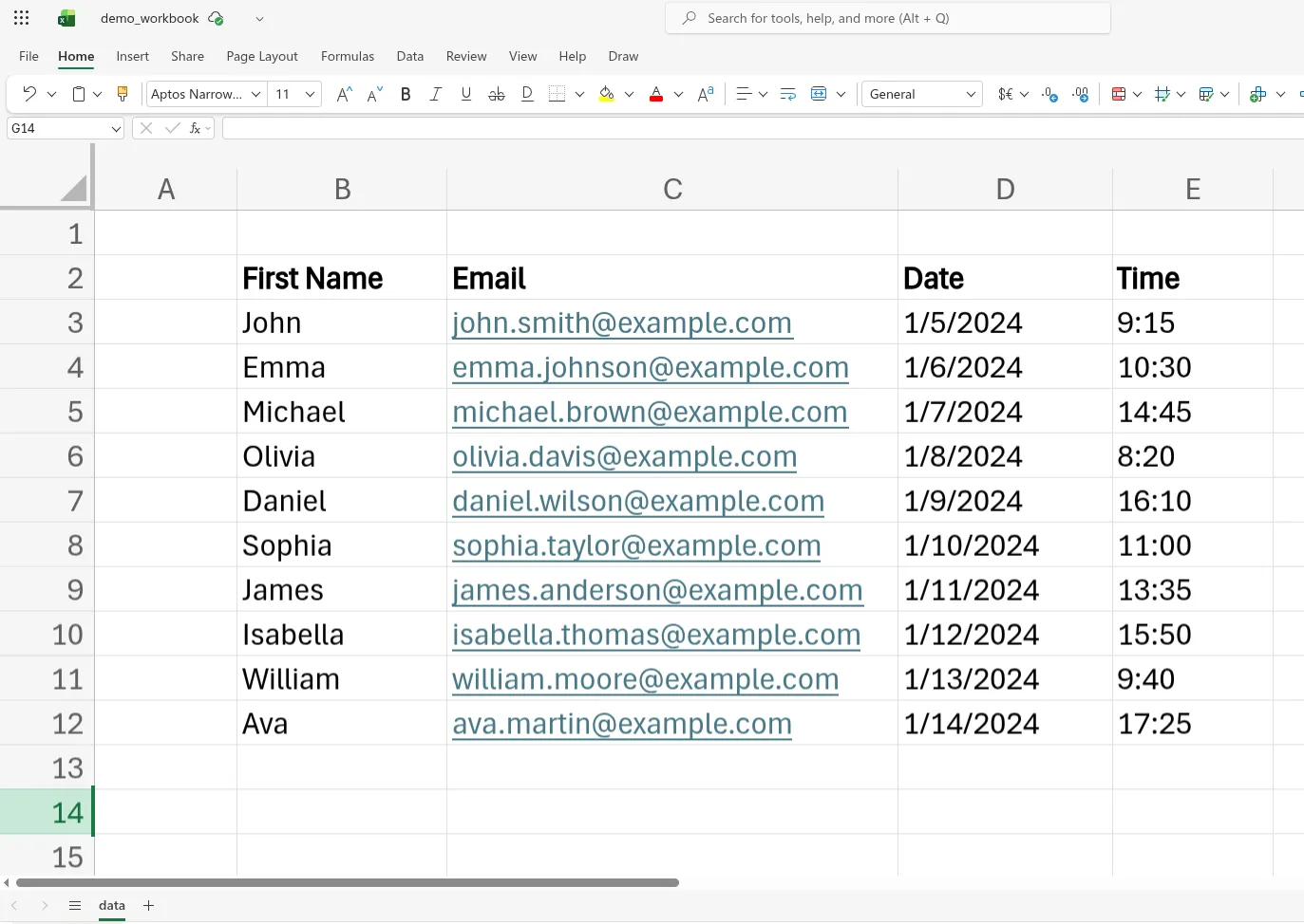 dummy excel data